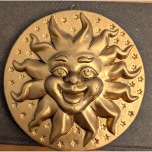 Vintage‎ Sun Face Wall Decor Gold Celestial Wall Hanging Boho Astrology Sun Moon